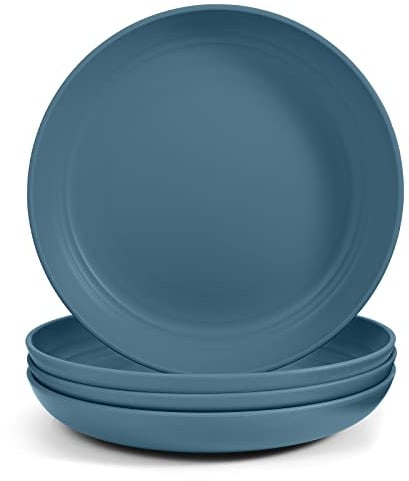 Odoland 23cm leicht unzerbrechlich Speiseteller, Kunststoff, 4 Stück | Spülmaschinenfest, Mikrowellengeeignet, BPA frei, Wiederverwendbar, Leicht zu reinigen, Picknickteller für Indoor Outdoor