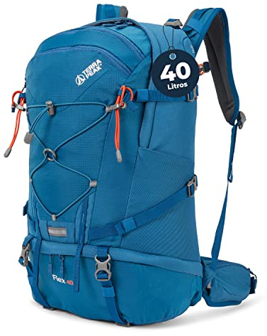 Terra Peak® Premium Wanderrucksack 40L (FLEX 40) für Damen Herren & Erwachsene groß blau - Trekking-Rucksack wasserdicht - Daypack Rucksack & Tagesrucksack Trinksystem & Rückenbelüftung zum Wandern