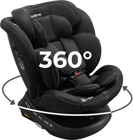 KidsZone Kindersitz 9-36 kg i-Size 40-150 cm – Autositz mit ISOFIX, 360° drehbar, RWF & FWF, 5-Punkt-Gurt, höhenverstellbar, Memory Foam – Auto Kindersitz für Babys & Kinder