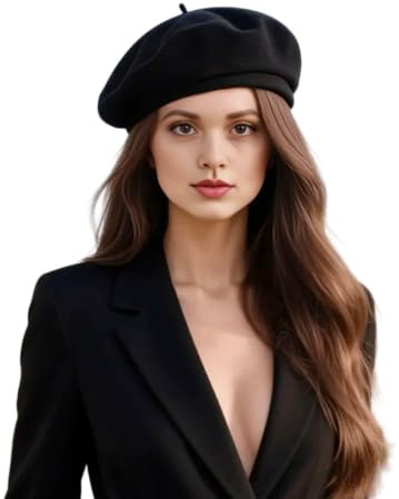 Damen Barrett Mütze Paris Style Baskenmütze Wolle für eleganten Stil Uni Farbe französisch Künstler