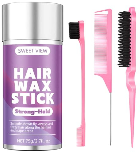 SWEET VIEW Haarwachs-Stick & Haarbürsten, glatte Flughaare, Frizz, elegante Pferdeschwänze, Dutt – Styling-Zubehör für Mädchen