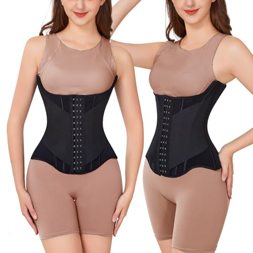 Yixinly Korsett Damen Bauchweg, Waist Trainer Damen Fitness Waisttrainer Bauchweggürtel U-förmiger Taillenformungsgürtel für langes Sitzen, Schwarz (XXS)