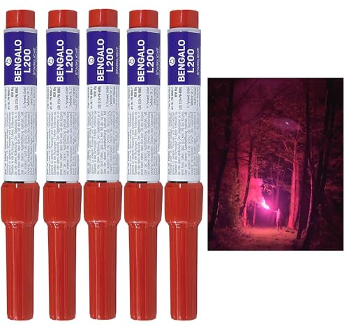 PYROWEB.DE 5 Bengalos L200 in Lila mit Reißzündung Signalfackel Bengalfeuer | Brenndauer 60 Sekunden I Kann in der Hand gehalten werden I Hochwertige Pyrotechnik von Pyroweb I Feuerwerk der Kategorie 1