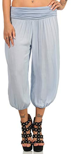 Malito – Damen Haremshose – Pumphose aus Baumwolle – Kurze Stoffhose für den Sommer – Capri Pluderhose zum Tanzen, Chillen & Yoga – knielange Hose 1483 (OneSize XS-XL)
