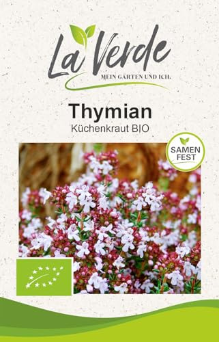 La Verde MEIN GARTEN UND ICH. Thymian BIO Samen für ca. 200 Pflanzen, Küchenkraut würzig aromatisch, samenfestes Saatgut ohne Gentechnik