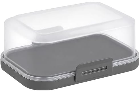 1x Hochwertige Stapelbare Butterdose mit Verschluss, Plastik-box-dose, Perfekte Ordnung im Kühlschrank BPA-Frei Mehrzweck anthrazit