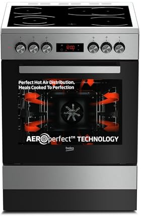 Beko FSM67320GXS Elektroherd, Glaskeramik-Kochfeld, 72 l, Edelstahl | Glaskeramik-Kochfeld, Zweikreiszone, Bräterzone, Multidimensionales Kochen, Heißluft mit Ringheizkörper, SteamShine