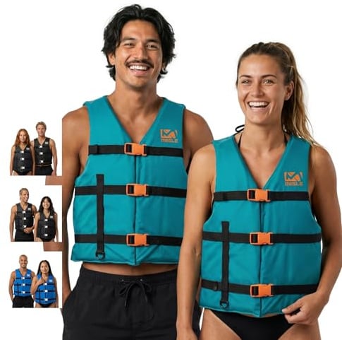 MESLE Schwimmweste Erwachsene Promo, Universal 50N Schwimmhilfe für Herren & Damen, Auftriebsweste für Sup, Kanu, Wakeboard, Wasserski, Prallschutzweste, Paddelweste für Boot