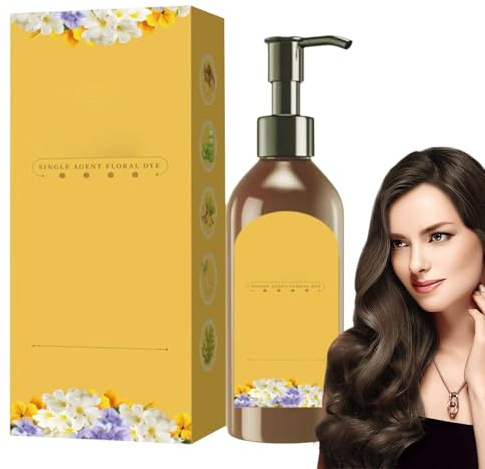 Haarfärbemittel für pflanzliche Einzeldosen, Haarfärbe-Shampoo, pflanzliches Design, blumiges Shampoo mit pflanzlichem Duft, langanhaltendes Haarfärbe-Shampoo für Erwachsene, Herren