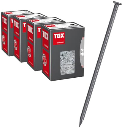 TOX Drahtstifte Nails in 4 Größen mit Senkkopf, Set für einfache Holzverbindungen und ebene Flächen - 1,2x20 / 1,4x25 / 1,6x30 / 1,8x35 mm - blanker Stahl, jeweils 400 g im Karton, 063909004