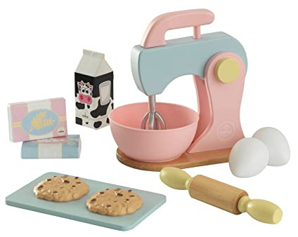 KidKraft Pastell Backset aus Holz für Kinderküche mit Küchenmaschine und Keksen, Spielküche Zubehör, Spielzeug für Kinder ab 3 Jahre, 63371