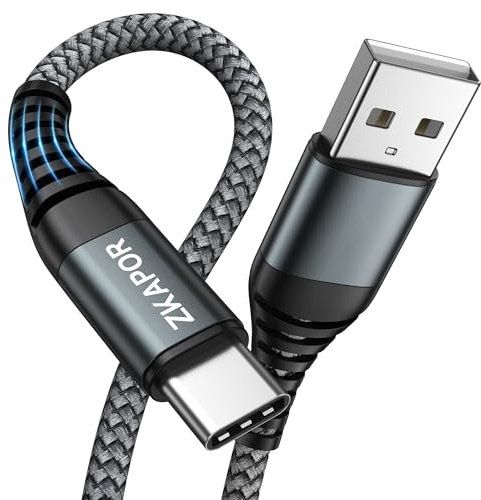 ZKAPOR USB C Kabel 1M, Schnellladekabel USB C 3A Nylon Geflochtenes USB Type C Ladekabel Kompatibel Mit iPhone 15/15 Pro Max, Samsung Galaxy S23/S22/S21/S10, Note 10, Huawei P40/P30, Google Pixel​