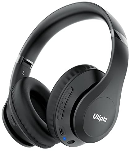 Uliptz Bluetooth Kopfhörer Over Ear, 65 Stunden Spielzeit Kopfhörer Kabellos mit 6 EQ-Modi, HiFi-Stereo Faltbares Bluetooth 6.0 Wireless Headphones für Reisen/Büro/Handy/PC (Schwarz)