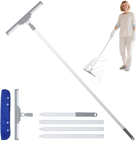 Romon Fensterreiniger Fensterwischer, Fensterabzieher mit Teleskopstiel 136cm Wasserschieber Bodenabzieher mit Silikonabzieher, Fensterputzer Set Fensterreinigungsset für Bad Dusche Glas Spiegel Auto