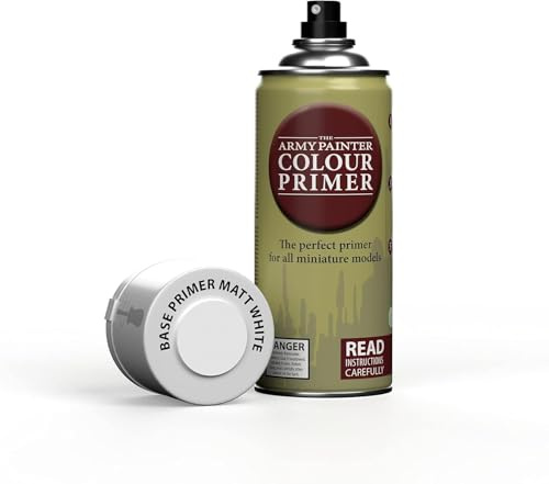 The Army Painter, Colour Primer Matt White, 400 ml Grundierung Spray Weiß | Grundierungsspray Acryllack Spray für Fantasy Modellbau Wargames Tabletop Figuren, Warhammer & Dnd Miniatures