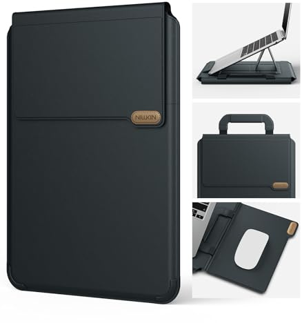 Nillkin Laptop Hülle 15–16 Zoll, MacBook Neo Hülle Mit Ständer Und Mauspad & Dünne Laptoptasche Leder, Kompatibel Mit MacBook Air/Pro/MacBook Neo,Lg Gram,Lenovo, Dell, Hp, Huawei, Samsung,Schwarz