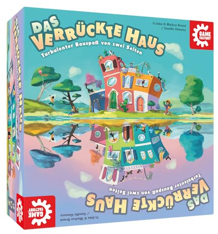 Game Factory 646312 Das verrückte Haus, turbulentes Bauspiel für Erwachsene und Kinder ab 8 Jahren, Familienspiel, für 2-6 Spieler