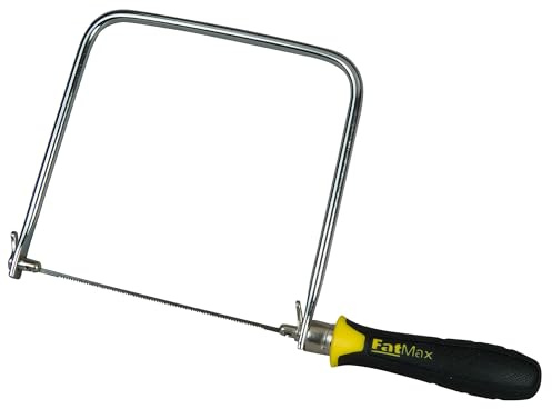 Stanley FatMax Dekupiersäge 0-15-106 (160mm Länge, 170mm Rahmengröße, Spezialsäge für Hart- & Weichholz, verchromter Stahlrahmen, ergonomischer Handgriff)
