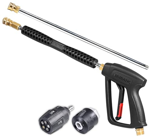 YAMATIC Hochdruckreiniger-Pistole mit 5 Sprühdüsen, Jet-Waschpistole, kompatibel mit Kärcher K-Serie K2-K7, M22-14 mm und M22-15 mm Einlass-Hochdruckreiniger, Verlängerungsstab für Auto-Reinigungssets