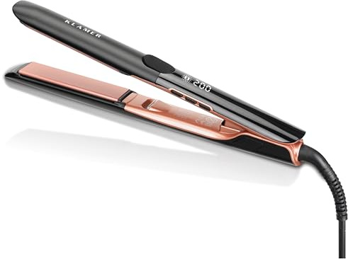 KLAMER Glätteisen 2 in 1 mit Ionen-Technologie, in 20 Sekunden aufgeheizt | Keramik-Beschichtung gegen Haarbruch und Spliss, Temperatur von 160 - 260 Grad, Echtzeit LCD Anzeige