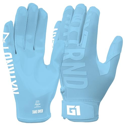 Nxtrnd G1 Fußballhandschuhe für Jugendliche, Kinder, klebrige Empfänger-Handschuhe (Columbia Blue, Youth Large)
