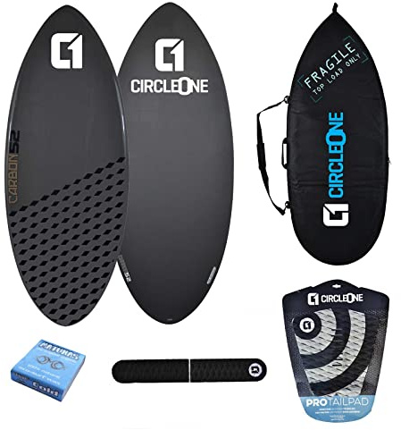 137.2 cm Carbon Fiber Skimboard Paket in Colbalt Grey - Inklusive Tasche, Wachs, Tailpad & Archbar