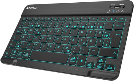 FINTIE Beleuchtete Tablet Tastatur (Deutsches Layout QWERTZ), 10 Zoll Bluetooth Tastatur mit Hintergrundbeleuchtung für Samsung Galaxy Tab A9+/S6 Lite/S9 FE, Xiaomi Pad 6, Honor Pad, (Schwarz)