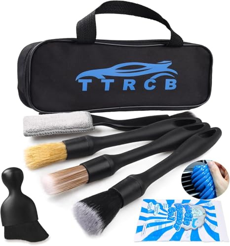 7-teiliges Auto-Detail-Pinsel-Set, ultraweiche Wildschweinhaar, Auto-Innen-Detaillierungs-Pinsel, Auto-Innen-Detaillierungs-Set, Auto-Reinigungszubehör-Set, Auto-Staubbürste, Autozubehör, Werkzeuge