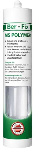 Ber-Fix MS Polymer Transparent Kleber Dichtstoff 290ml – Glasklar Wasserfest – Montagekleber Dichtmasse für Glas, Metall, Kunststoff, Holz, Stein – Profi Allzweck-Dichtung