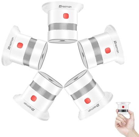 Heiman Mini Rauchmelder 5er Set, Rauchmelder 10 Jahre Batterie, Red Dot Design Award, EN14604, CE, RoHS, DBI Zertifiziert, 85 dB Alarm, Feuermelder, Rauchwarnmelder mit fotoelektrischem Sensor