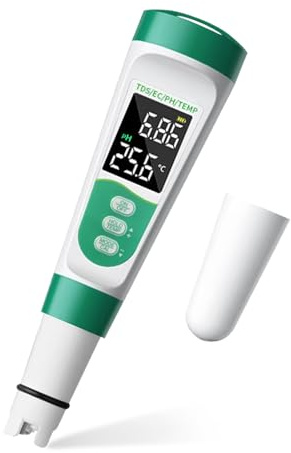 LYCXAMES Salzgehalt pH Messgerät Pool, 5 in 1 Pool Salzgehalt Messen für Salzwass Pool, TDS PH EC TEM Messgerät Salzgehalt Pool Tester Wassertester Trinkwasser