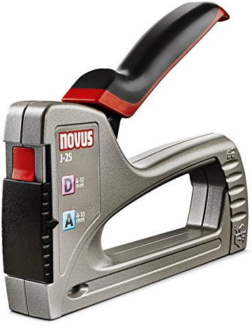 Novus Handtacker J-25, kleiner Profi-Tacker, Metall, Unterlademechanik, Sicherheitsentriegelung, für 4-10 mm Klammern