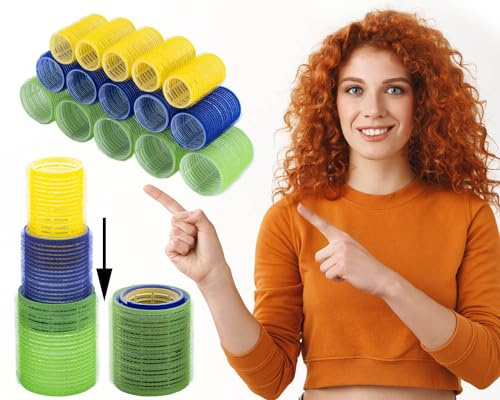 Stahlia Lockenwickler über Nacht Haarwickler (15 Stück - 5xØ48mm, 5xØ40mm, 5xØ32mm) Locken ohne Hitze Lockenwickler selbsthaftend hitzefreie Heatless Curls