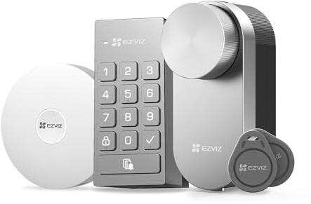 EZVIZ DL01 Pro elektronisches Türschloss Set mit Keypad und Matter Support | Inklusive Gateway und Türsensor, Öffnen per App/Code/RFID Karte, austauschbare Batterien, Smart Home Schloss, Ohne Abo
