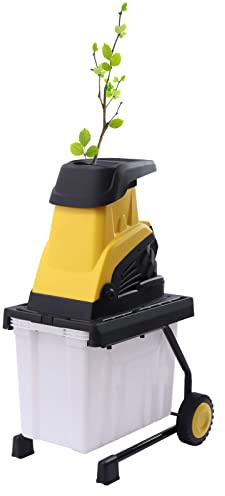 Elektrischer Gartenhäcksler, 2500W 4500RPM Elektro Messerhäcksler Leisehäcksler, Max. 45mm Schnittdurchmesser