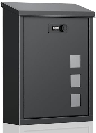 Uniclife Wandbriefkasten mit Zahlenschloss, Sicherheits-Briefkasten | Für Haus, Büro & Schule. Schlüsselkasten mit Code, einfache Montage, robustes Stahlgehäuse, ideal für den Außenbereich