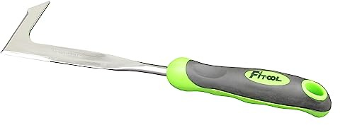 FITOOL Edelstahl-Fugenkratzer, 33 cm – hochwertiger Fugenkratzer, Edelstahlklinge, spiegelnd poliert, mit weichem zweifarbigem ergonomischem Griff.