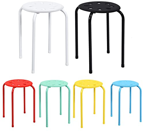 COSTWAY Stapelhocker 6er Set, stapelbare Metallhocker, Esszimmerhocker, Hocker für Zuhause, Büro, Klassenzimmer, 44,5 cm Sitzhöhe (Bunt)