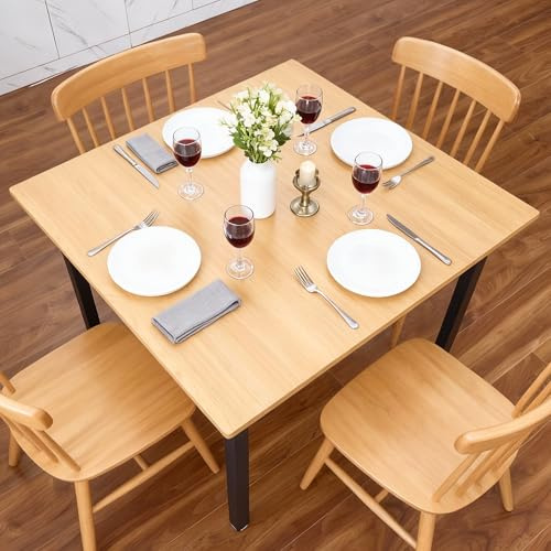 Mingone Esstisch 100x100 Küchentisch Quadratisch Eiche-Optik | für 4-6 Personen, Küchentisch Klein mit Holzplatte, Tisch Eiche-Optik mit Metallbein für Wohnzimmer Balkon Esszimmer