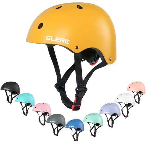 Glerc Kinder Fahrradhelm für Jungen und Mädchen ab 8 Jahren, Kinder Fahrrad Zubehör, stoß- und schlagfester Fahrradhelm für Kinder,M,Gelb