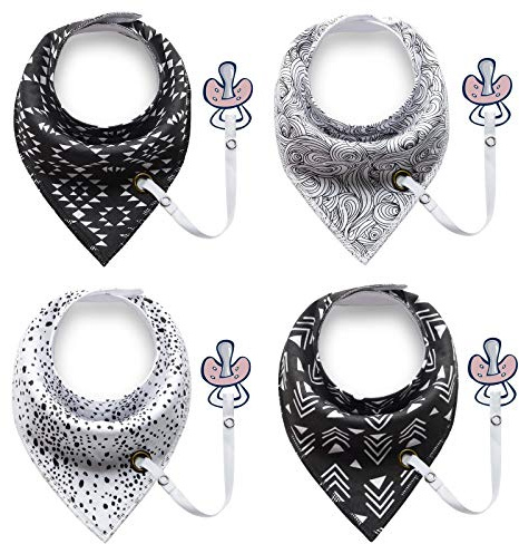 4er - packung unisex baby kleinkinder kopftuch leibchen mit druckknöpfen soft sabber aus bio - baumwolle dusche geschenkset superabsorbierende für kinderkrankheiten fütterung mit schnuller - clip (H)