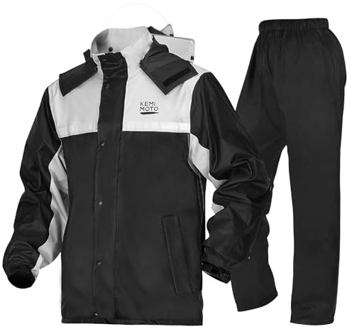KEMIMOTO Regenanzug für Herren, Wasserdichter Reflektierender Regenmantel, Atmungsaktiv Regenbekleidung Regenjacke für Camping, Wandern, Reisen, Radfahren