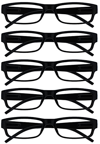 OPULIZE Die Lesebrille Unternehmen Schwarz Wert 5er-Pack Leicht Herren Frauen RRRRR32-1 +2,50