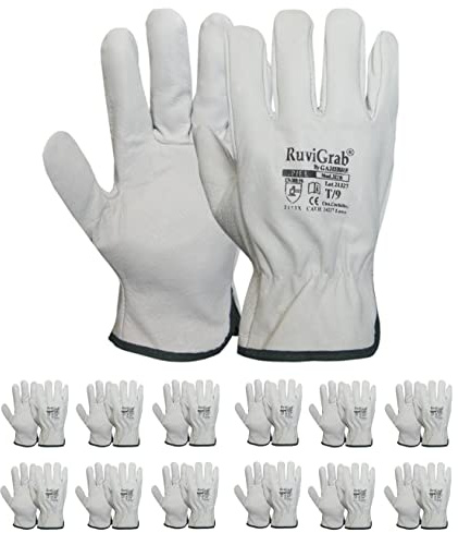 Ruvigrab - Arbeitshandschuh aus natürlichem Blumenleder | Gartenhandschuhe | Lederhandschuhe | Lederhandschuhe | Arbeitshandschuhe | Größe 10