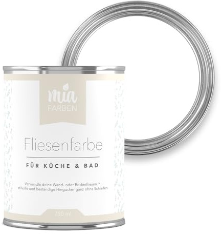 miafarben Fliesenfarbe ohne Schleifen – Fliesenlack für Wand & Boden – Bad & Küche – hochdeckend, matt, wasserbasiert, für Innen (Traumhaftes Weiss, 750ml)