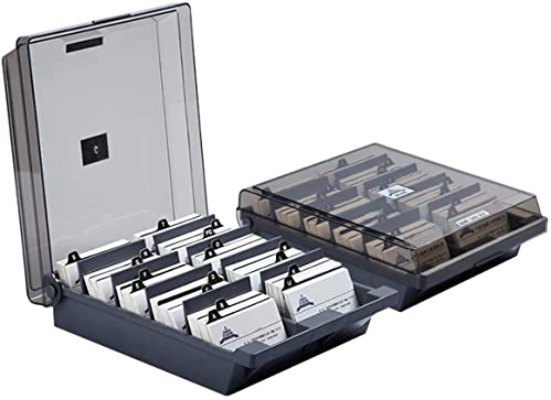 Visitenkartenbox,1000 Karten Kapazität,A-Z Index-Registerkarten,8 Trennwand | Visitenkarten Aufbewahrungs Box,Desk Visitenkarten Box Organizer Halter