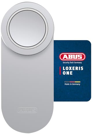 ABUS Türschlossantrieb LOXERIS One - smartes Öffnen und Schließen der Eingangstür per App - elektronisches Türschloss mit Zugangskontrolle - batteriebetriebenes Smart Lock ohne Kabelziehen - Silber