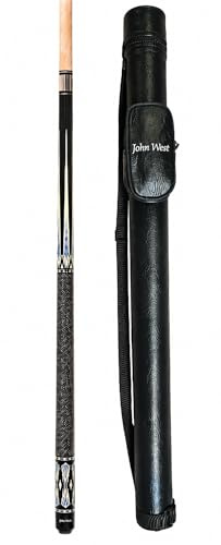John West Profi Billard Set 2-teilig, 147 cm, Ahornholz | Pool Billardqueue, mit Köcher & Gewindeschutz, Leinenband, 13 mm Klebeleder