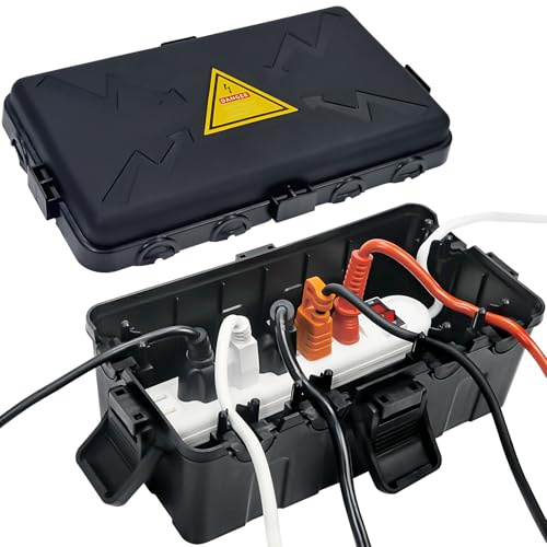 Außenbereich Elektrobox,IP54 Wasserdichte Outdoor Outlet Covers, Wetterfeste Verlängerungskabel Abdeckungen Schützen Steckdose, Steckdose, Timer,Plug,Holiday Light(27x14x11,5 cm)-Schwarz