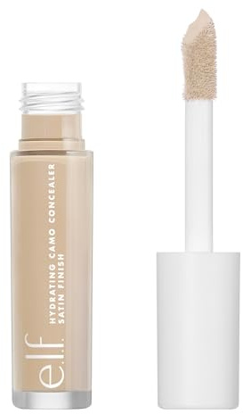 e.l.f. Hydrating Camo Concealer, Faltenfreie und Vollständige Abdeckung, Satiniertes Finish, Deckt ab, Korrigiert und Betont, Medium Peach, 0,203 Fl Oz (6mL)